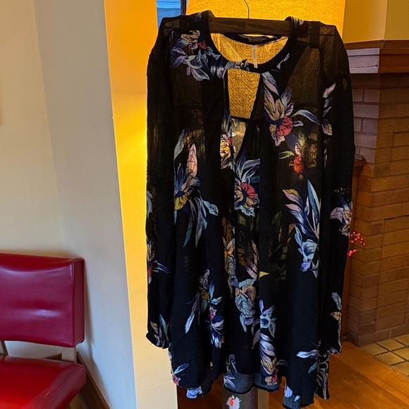 Free People Black Floral Long-Sleeve Dress - Picture 3 of 5